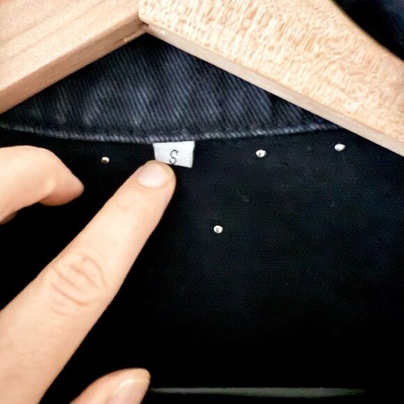 No Brand Boutique Studded Cotton Denim Jacket in Black and Silver - Size S - Picture 4 of 5
